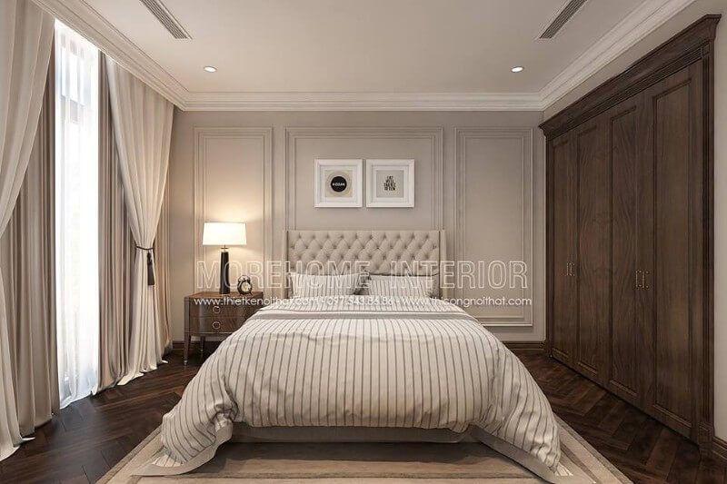 Lựa chọn tủ quần áo âm tường gỗ óc chó nhập khẩu phong cách tân cổ điển trong nhà biệt thự cao cấp